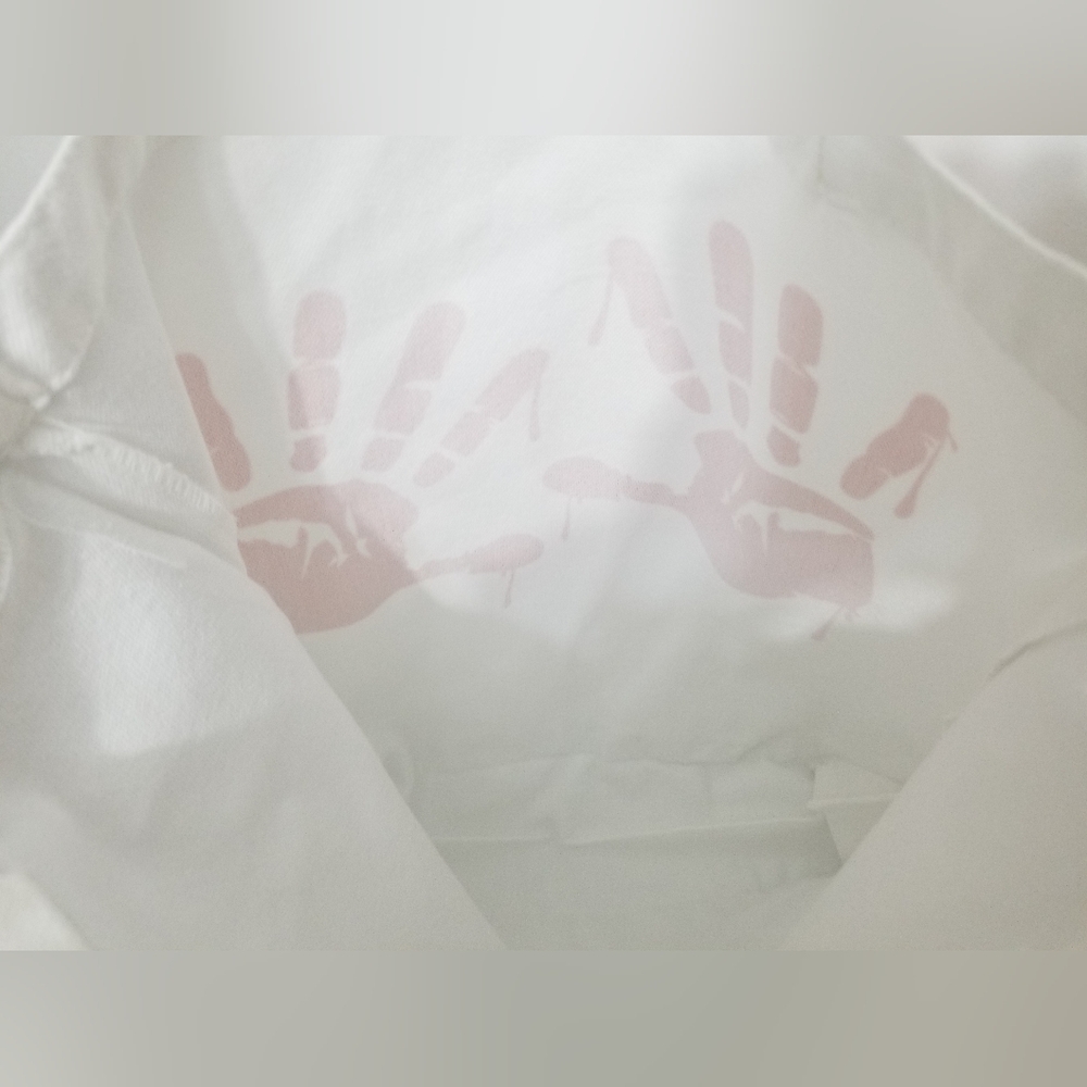 EUC quirky tote bag with design of bloody handprints - Picture 3 of 4